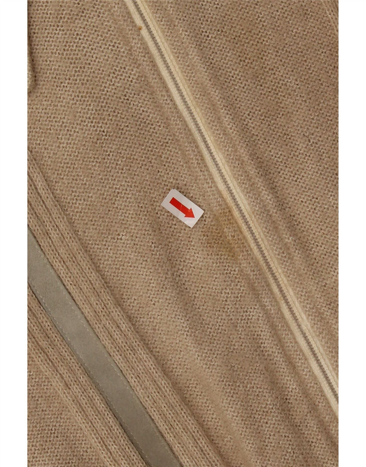 Pulover vintage cardigan crop pentru femei UK 12 Medium Beige Lână de alpaca