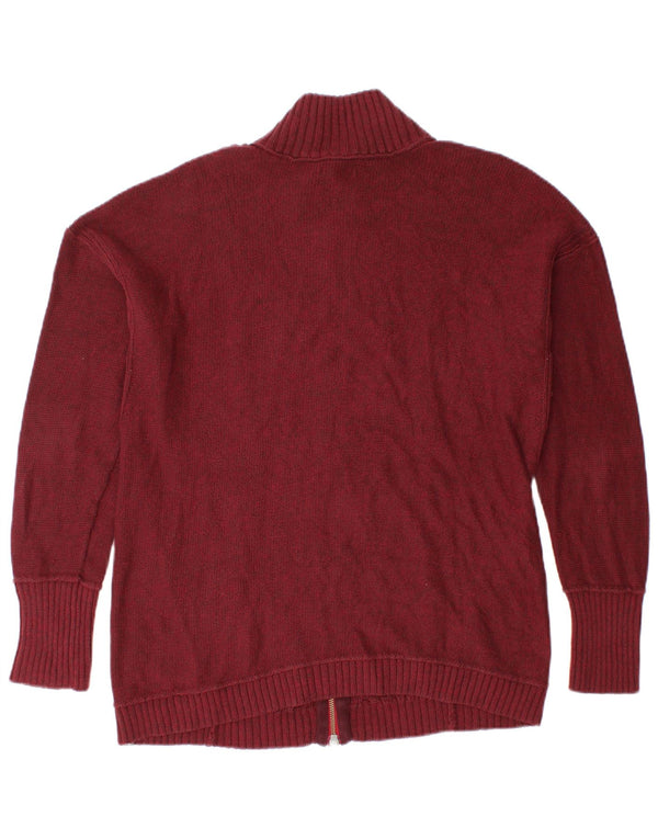 EDDIE BAUER Pulover cardigan pentru femei UK 18 XL Bumbac burgundy