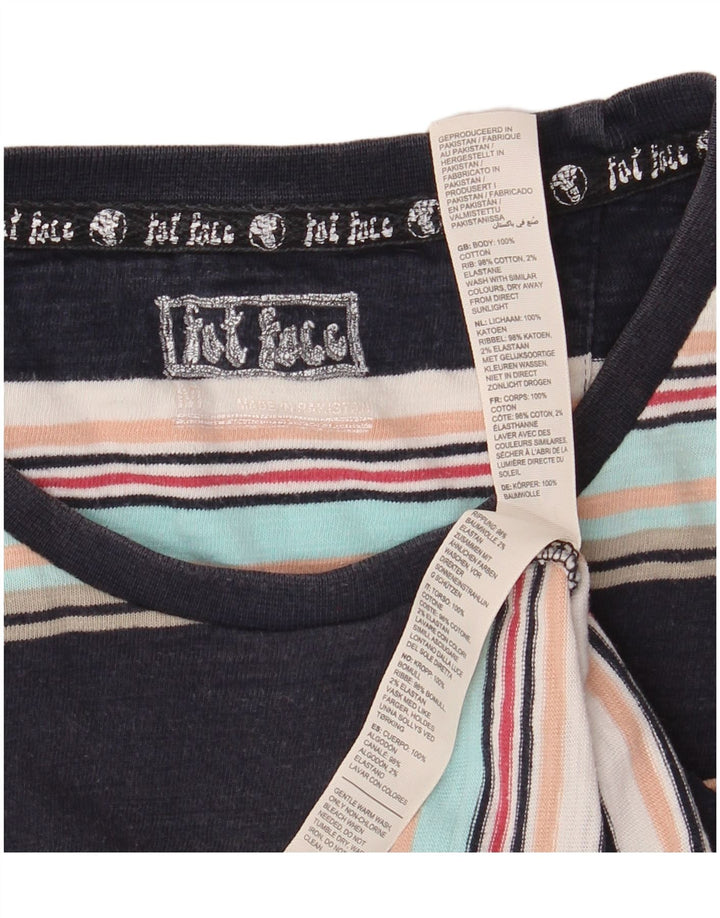 FAT FACE Tricou Bărbați Top Mediu Negru, Bumbac cu dungi