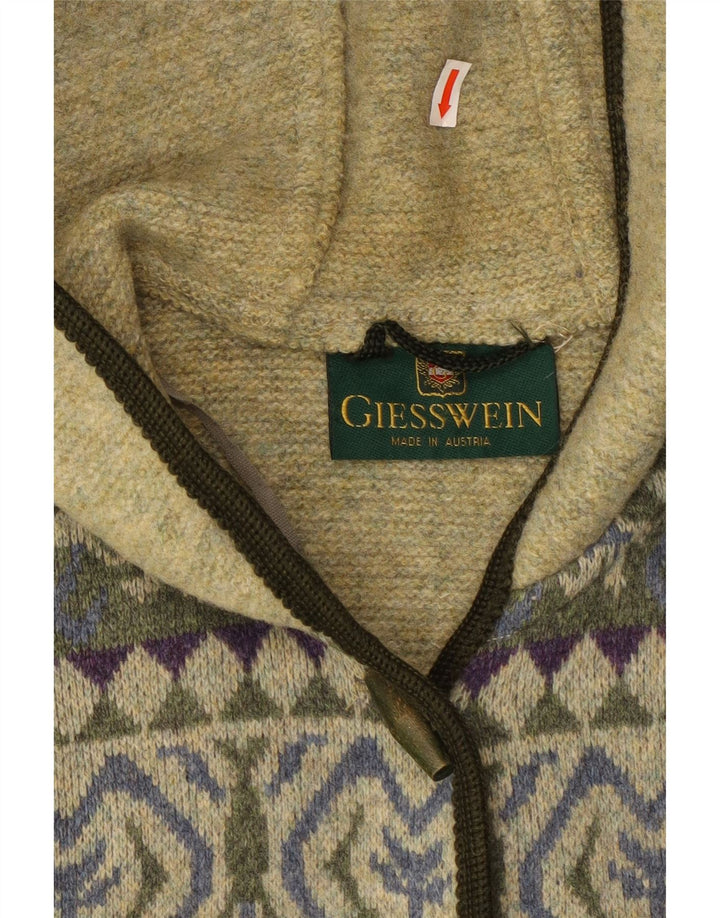 GIESSWEIN Pulover cardigan cu glugă pentru femei UK 14 Large Green Fair Isle