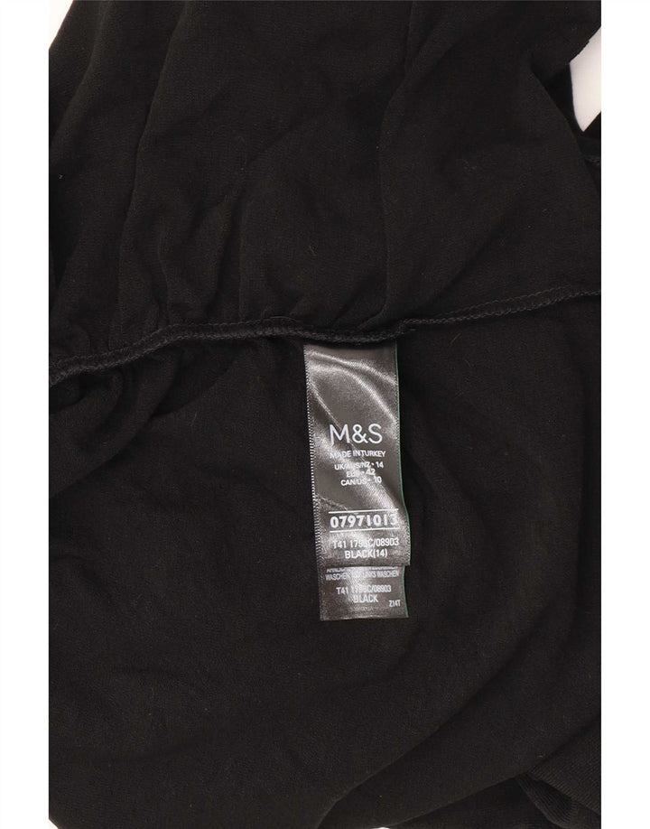 Marks & Spencer Top pentru femei cu mânecă lungă UK 14, mare, negru, acrilic