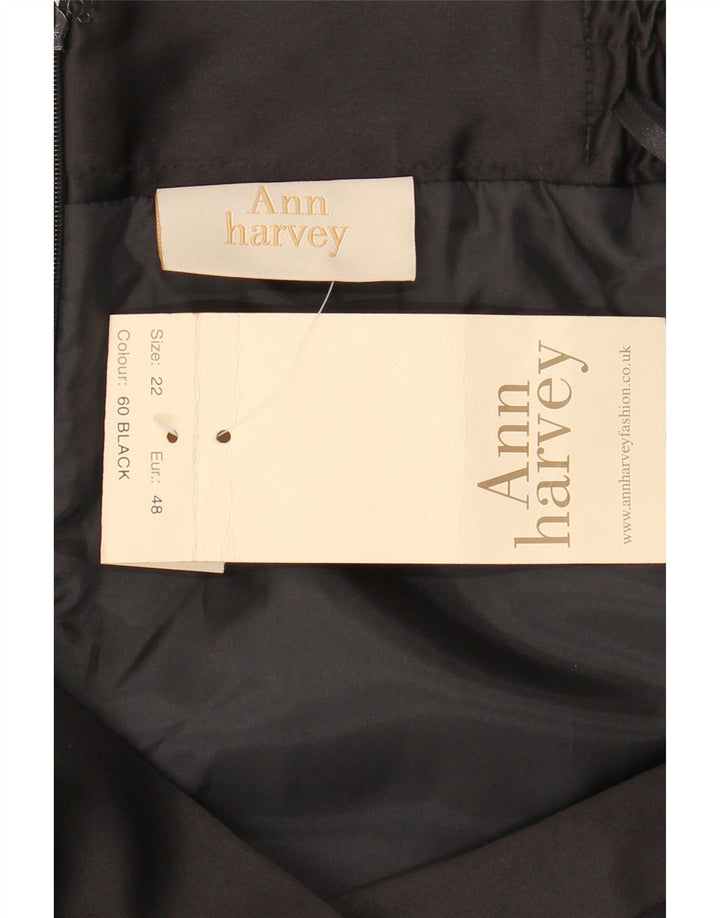 Fusta dreaptă pentru femei ANN HARVEY UK 22 2XL W44 Poliester negru