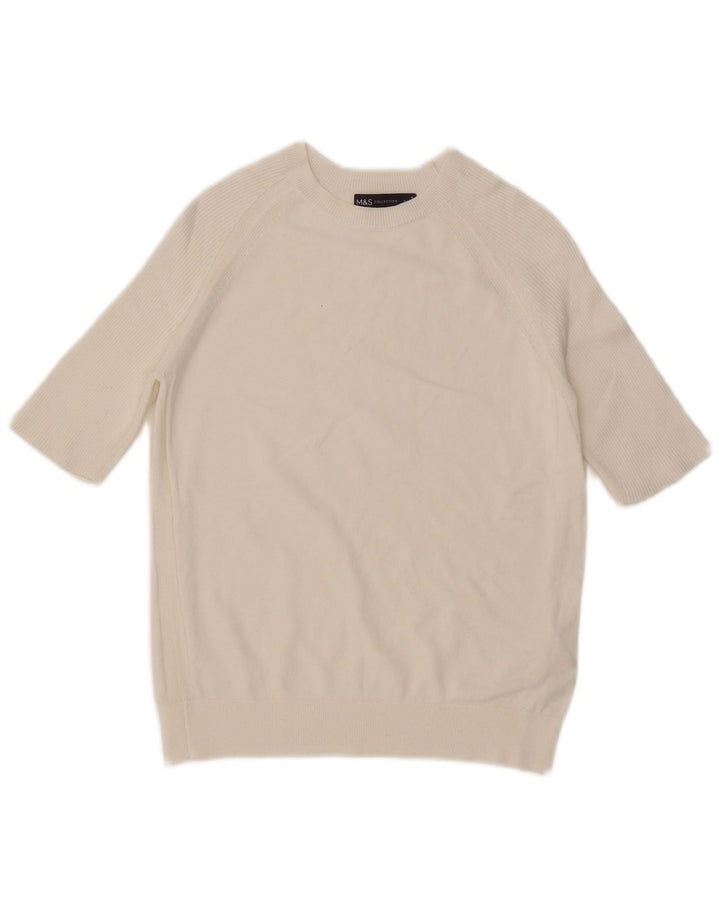 Pulover pentru femei Marks & Spencer cu gât de barcă UK 10 Small White