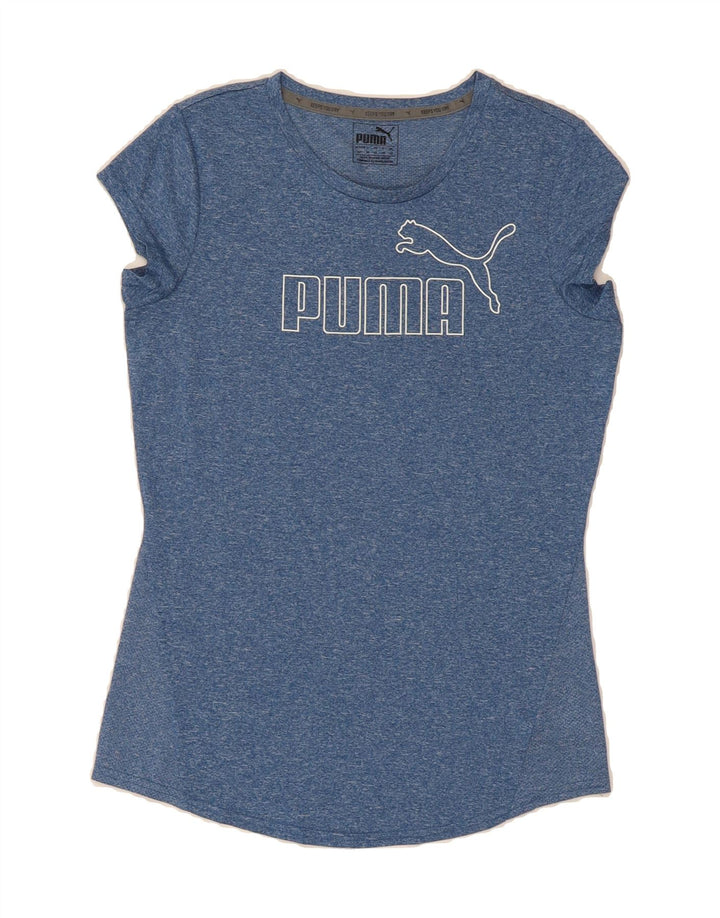 PUMA Womens Graphic T-Shirt Top UK 12 Medium Blue Flecked Polyester Vintage Puma and Second-Hand Puma from Messina Hembry 