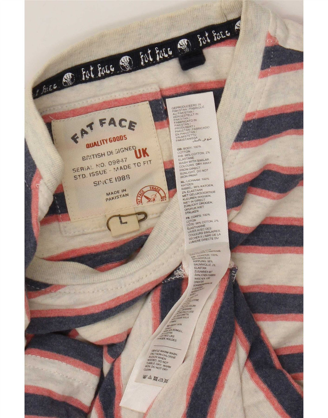 Tricou pentru bărbați Fat Face Top mare bumbac cu dungi gri