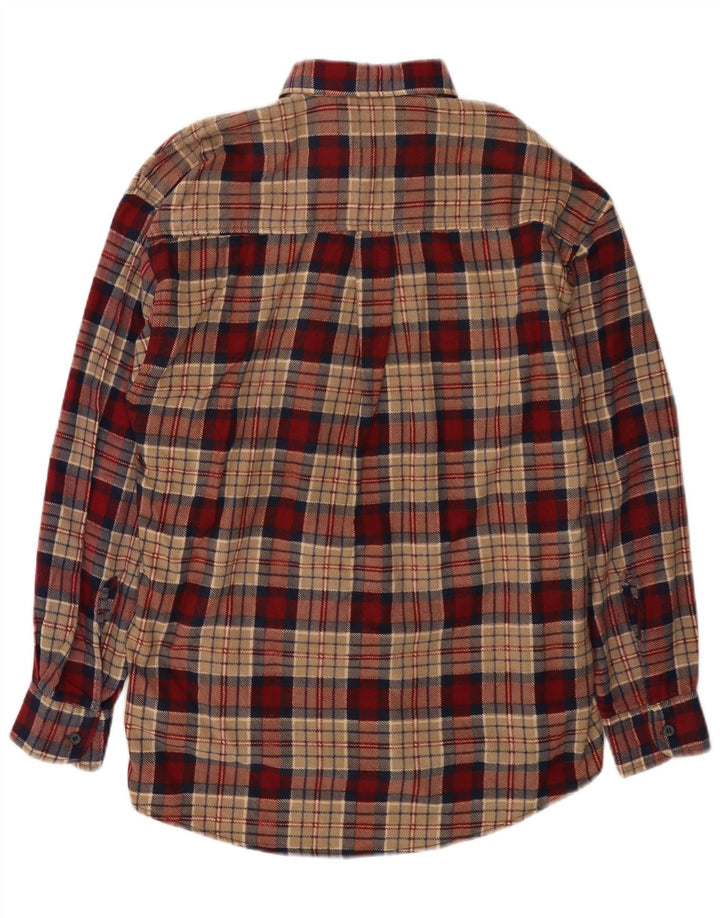 Cămașă de flanel pentru bărbați vintage, bumbac carouri roșu mediu