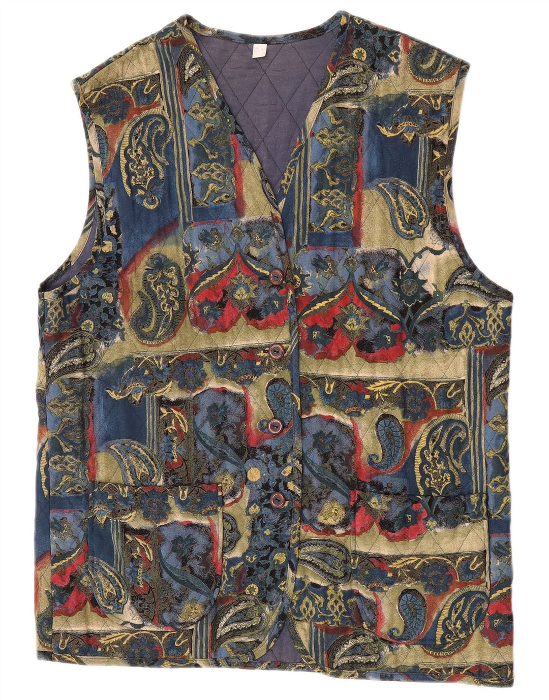 Gilet matlasat Vintage pentru femei EU 42 Large Multicolor Paisley