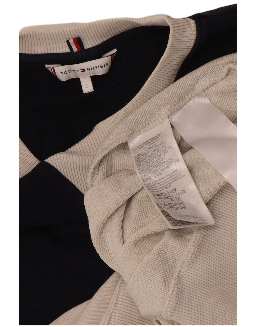 Pulover de hanorac Tommy Hilfiger pentru femei UK 10 Mic alb Colorblock