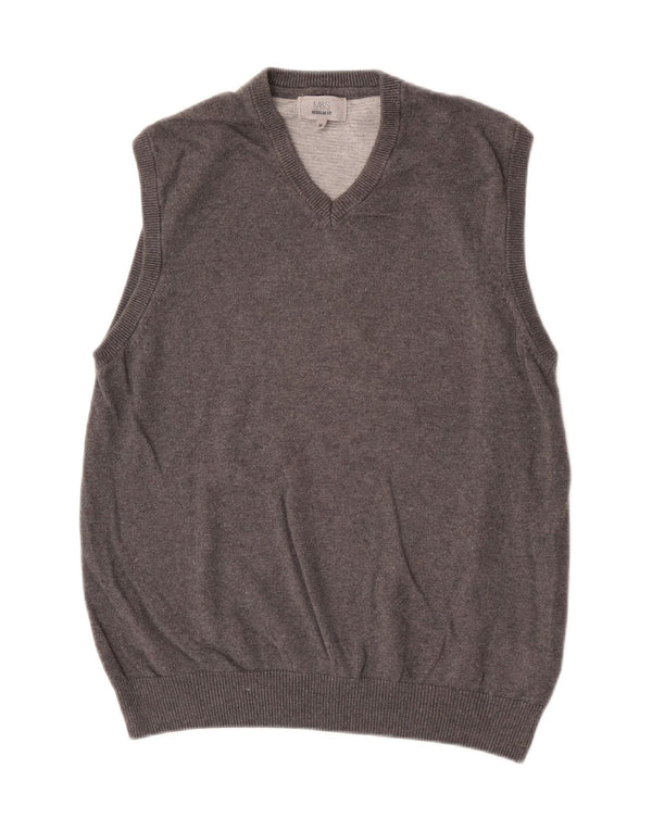 Marks & Spencer Mens Regular Fit Vest Tank Top Bumbac Gri mediu