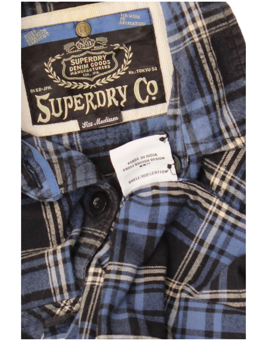 Cămașă de flanel cu mâneci 3/4 pentru femei SUPERDRY UK 14 Medium bleumarin Check