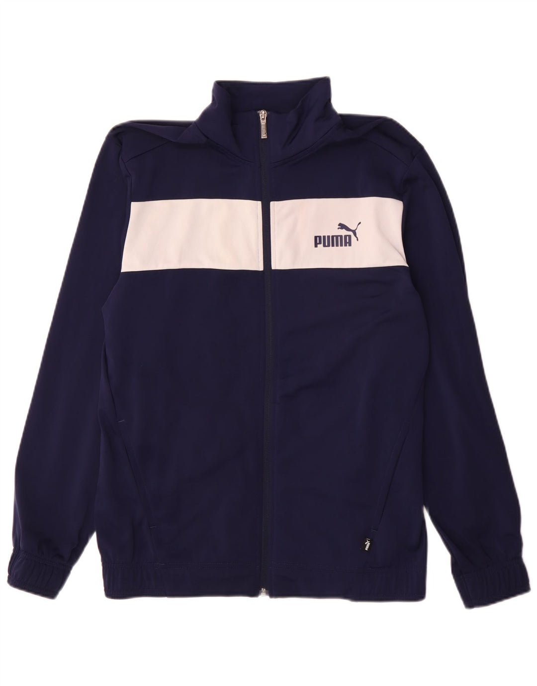 Jachetă de trening Puma pentru bărbați, poliester color bloc, albastru marin mediu