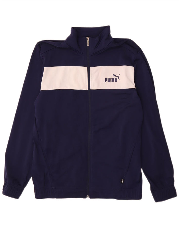 Jachetă de trening Puma pentru bărbați, poliester color bloc, albastru marin mediu
