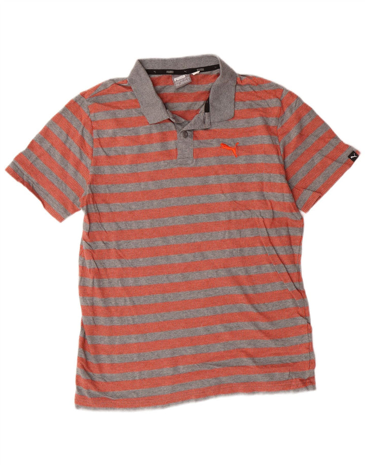 Tricou polo PUMA pentru bărbați, bumbac cu dungi roșii medii