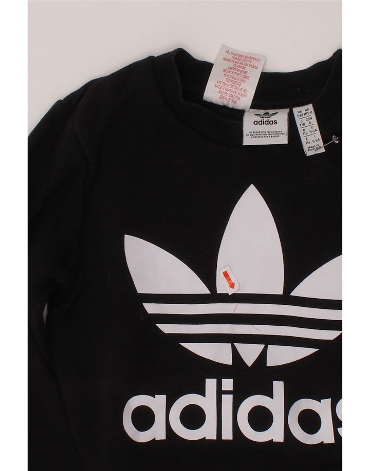 ADIDAS Băieți Pulover Grafic Pulover 5-6 Ani Bumbac Negru
