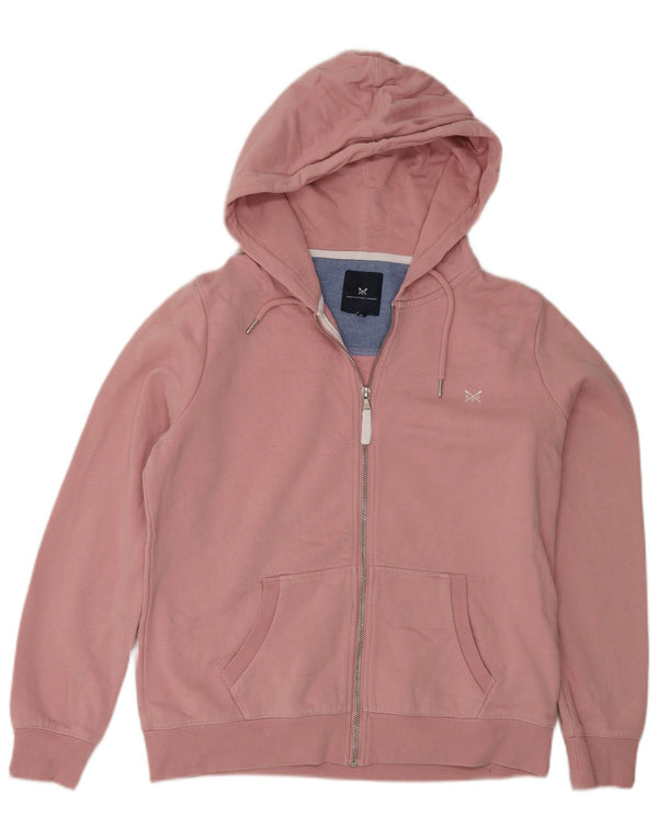 Crew Clothing Pulover cu capotă cu fermoar, cu formă regulată, pentru femei, UK 12, roz mediu
