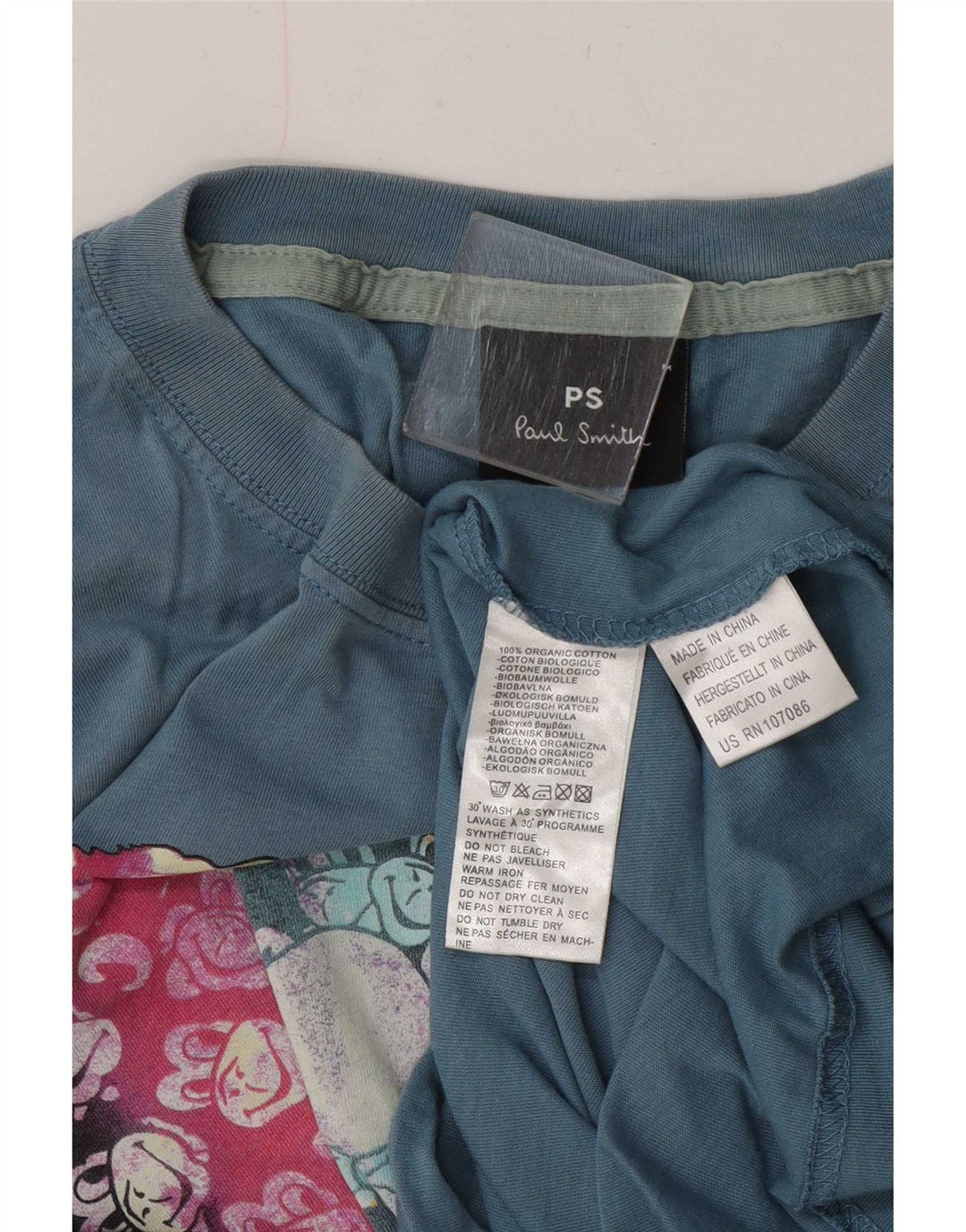 Tricou grafic pentru bărbați Paul Smith Top din bumbac albastru mediu
