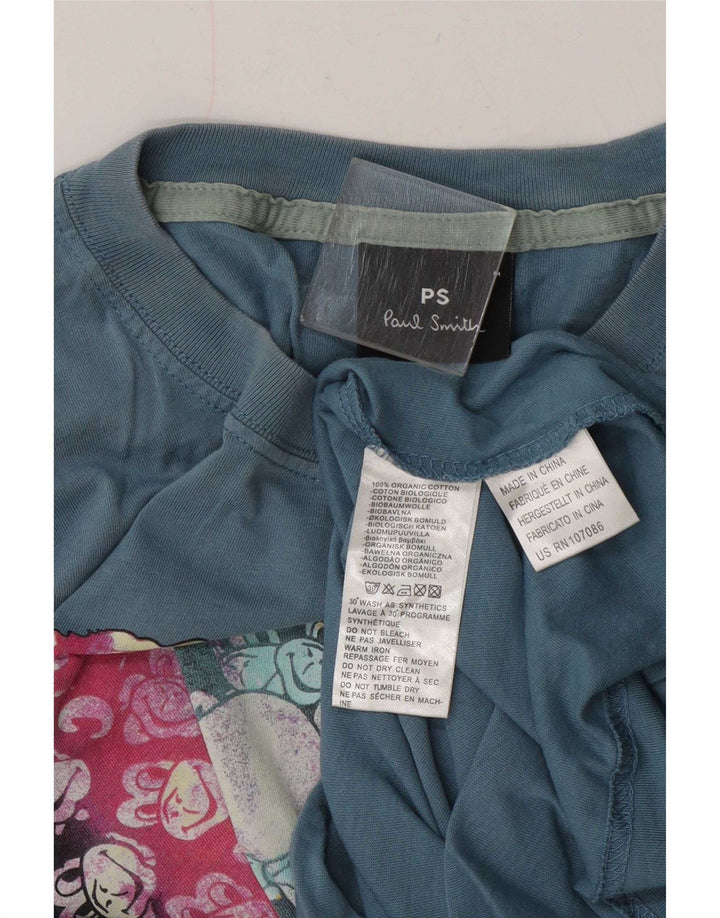 Tricou grafic pentru bărbați Paul Smith Top din bumbac albastru mediu