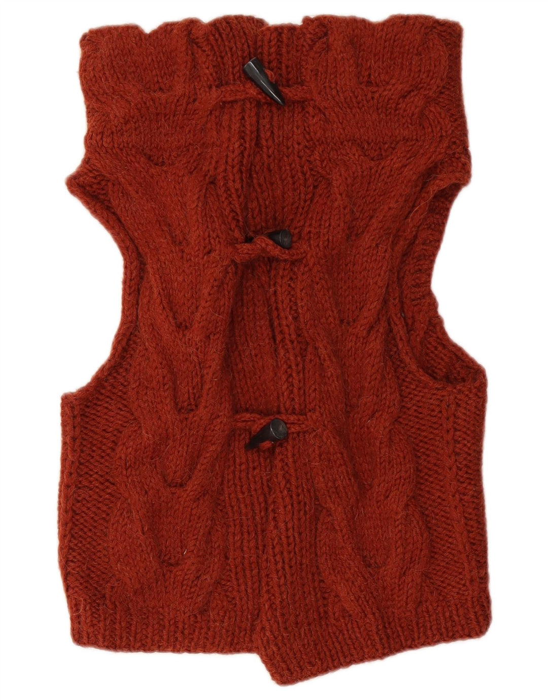 Pulover cardigan fără mâneci pentru femei VINTAGE UK 12 maro mediu