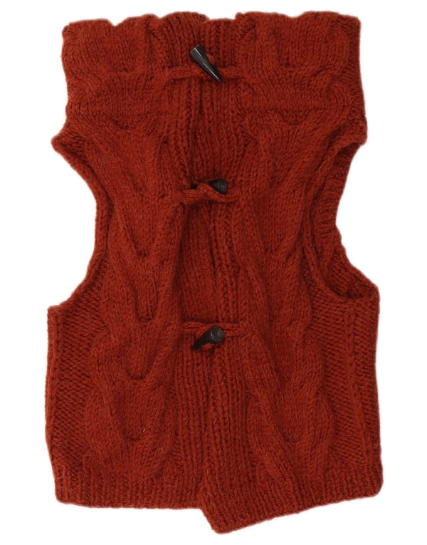 Pulover cardigan fără mâneci pentru femei VINTAGE UK 12 maro mediu