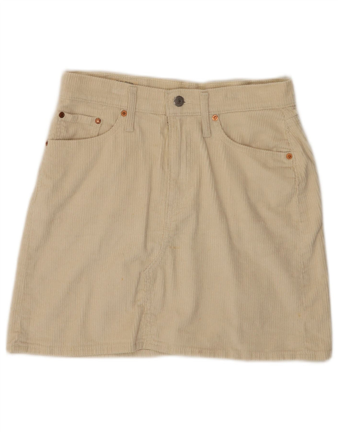 Fustă LEVI'S 501 Mini velur W28, bumbac alb, mediu