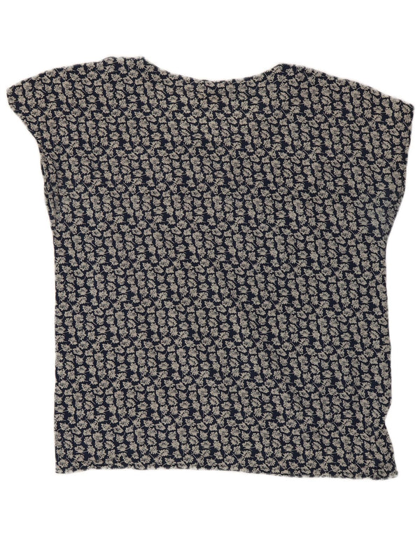 Bluză Vintage Femei Top IT 48 XL Albastru Floral Mătase