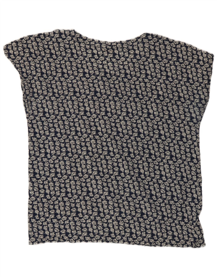 Bluză Vintage Femei Top IT 48 XL Albastru Floral Mătase