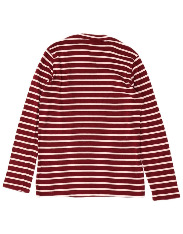 Top pentru femei Polo Ralph Lauren cu mânecă lungă UK 10 Mic Burgundy cu dungi