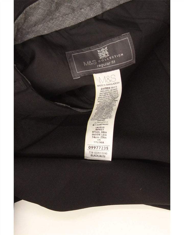 Pantaloni de costum pentru femei Marks & Spencer, cu ajustare normală, L38 L29, poliester negru