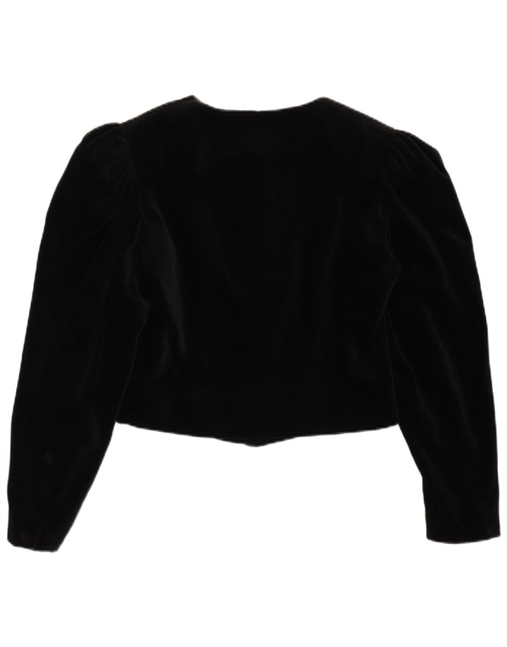 LAURA ASHLEY Jachetă Bolero pentru femei din catifea cu 6 nasturi, UK 10, bumbac negru mic