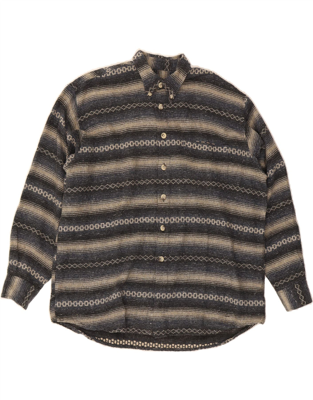 GIRAMONDO Mens Overshirt Shirt Size 41/42 Large Grey Geometric Viscose Vintage Giramondo and Second-Hand Giramondo from Messina Hembry 