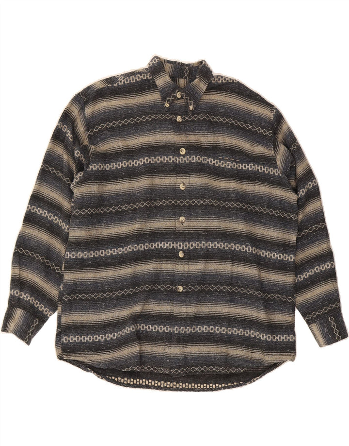 GIRAMONDO Mens Overshirt Shirt Size 41/42 Large Grey Geometric Viscose Vintage Giramondo and Second-Hand Giramondo from Messina Hembry 