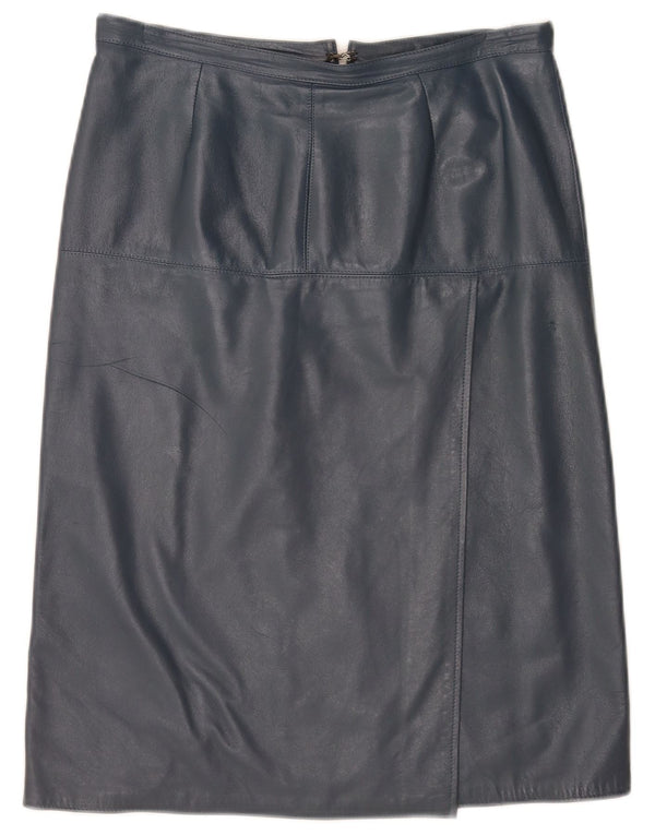 Fusta din piele vintage pentru femei cu talie înaltă IT 46 Large W30 Blue
