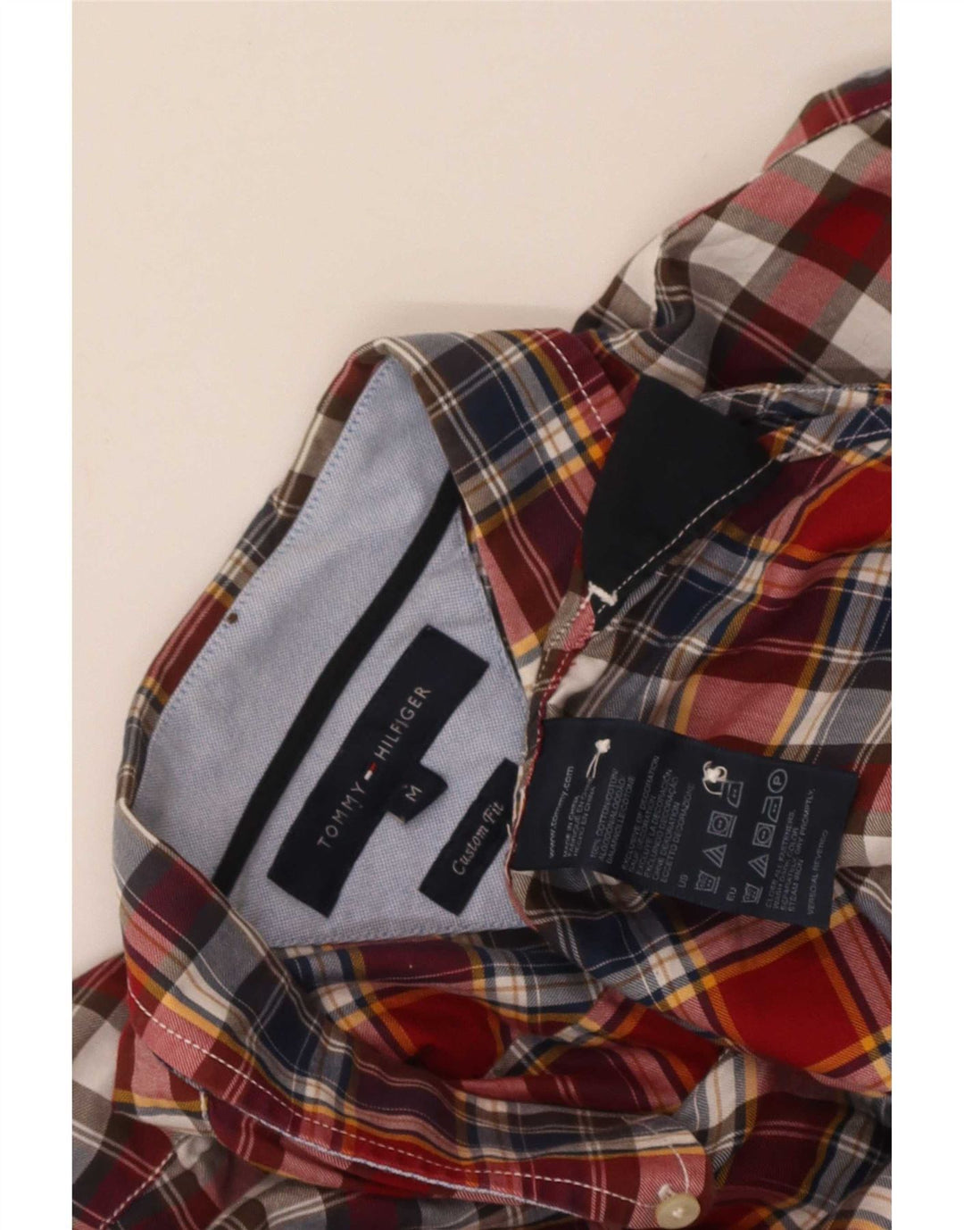 Cămașă personalizată pentru bărbați Tommy Hilfiger, bumbac cu carouri roșii medii