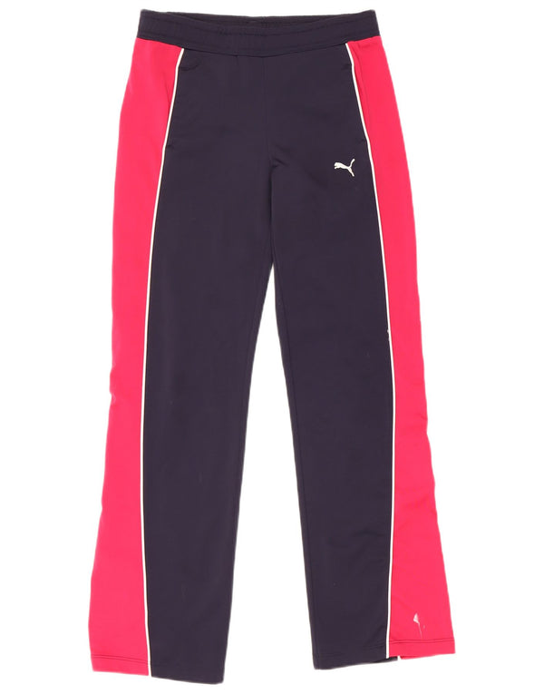Pantaloni de trening Puma pentru fete cu picioare largi 11-12 ani, albastru bleumarin, color block