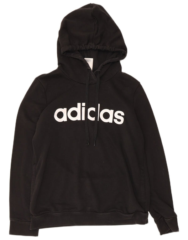 Pulover cu glugă cu grafic Adidas pentru femei UK 16/18 mare, negru, bumbac