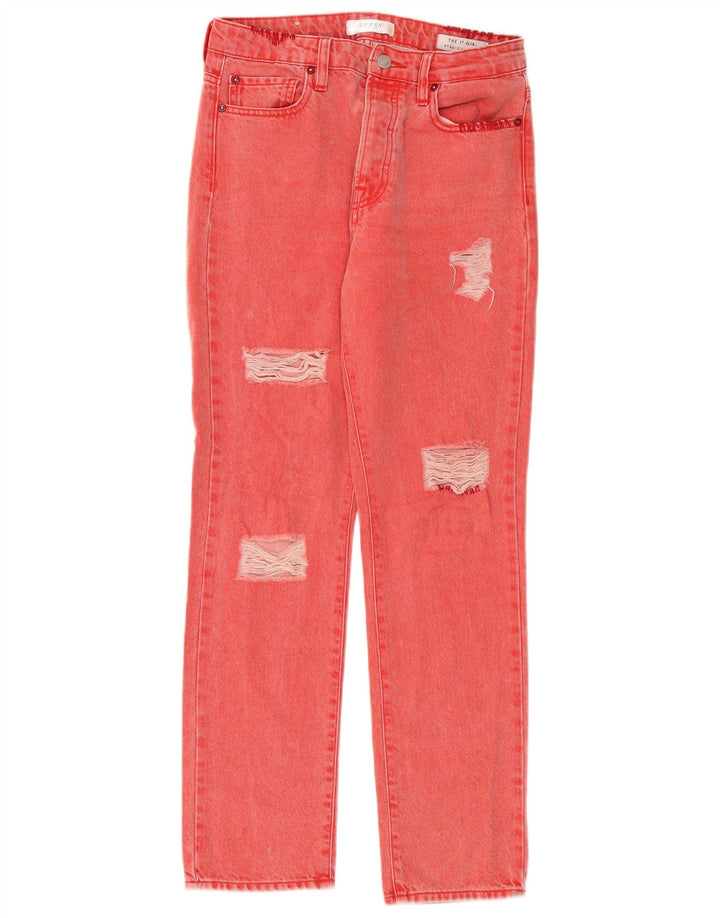 Guess Blugi Distressed drepte pentru femei W26 L28 bumbac roșu