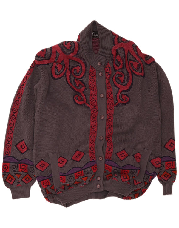 Pulover cardigan supradimensionat pentru femei Oskar Haug UK 16 mare, gri, geometric