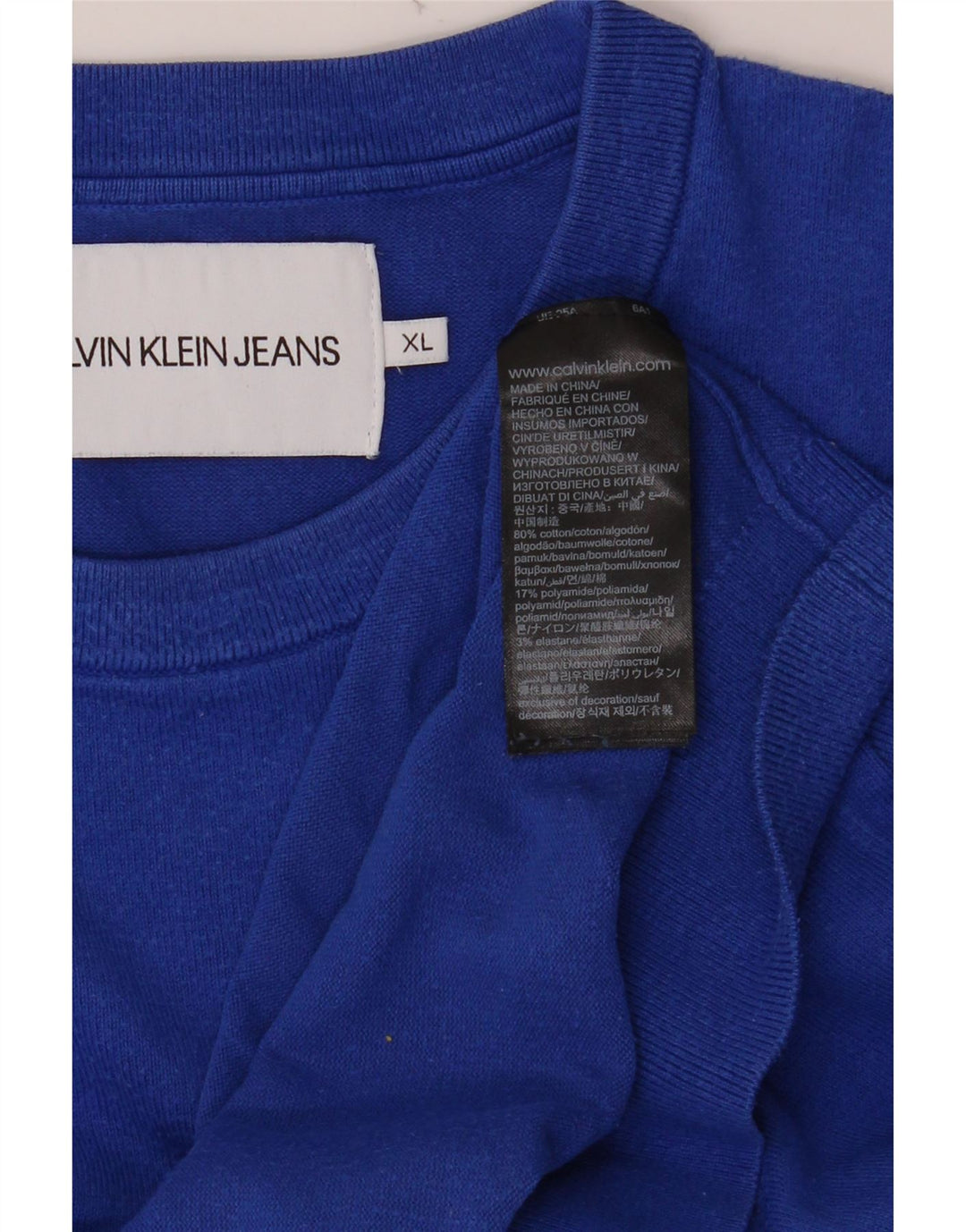CALVIN KLEIN JEANS Pulover pentru bărbați cu gât crew pulover XL bumbac albastru