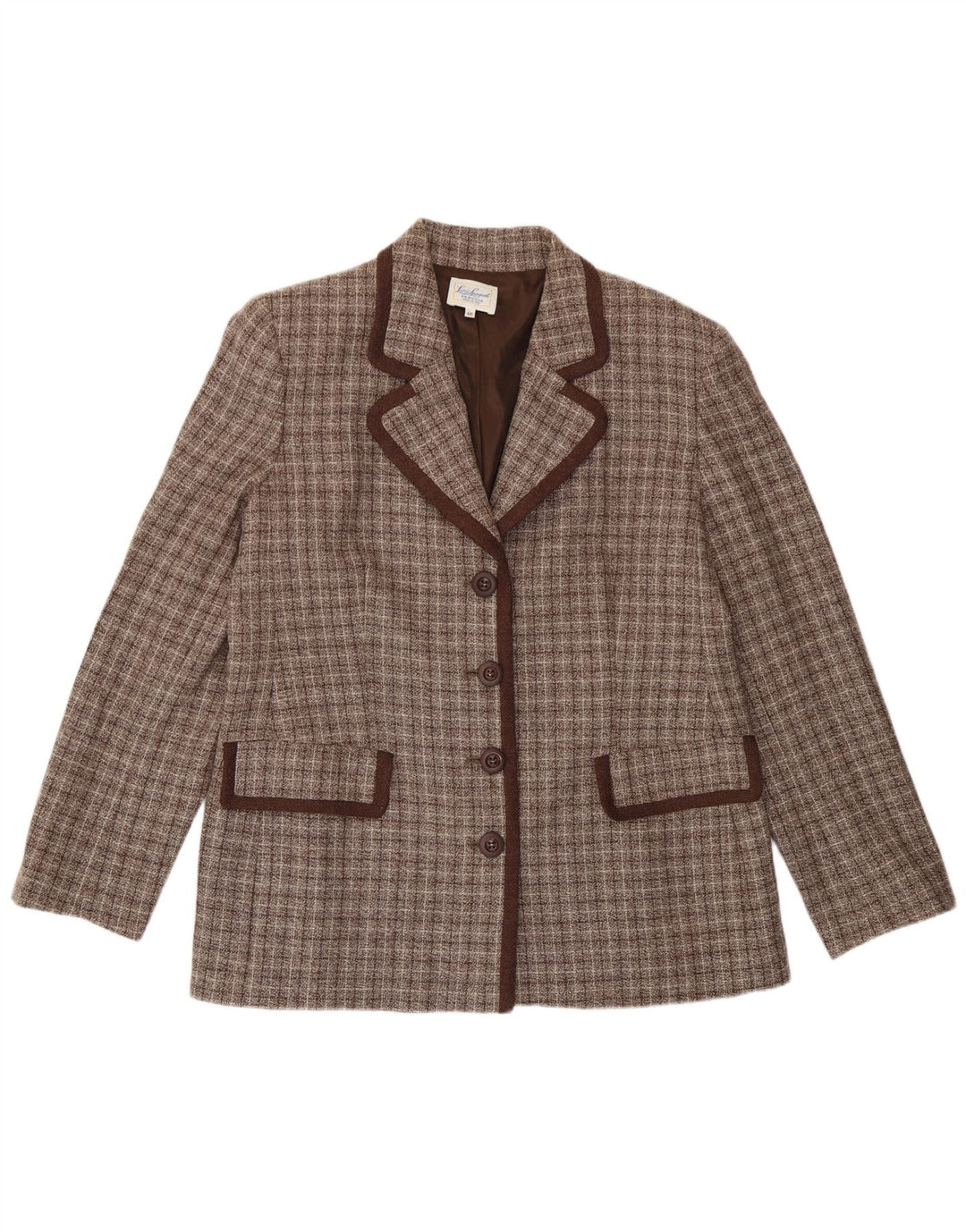 Sacou blazer pentru femei Luisa Spagnoli, cu 4 nasturi, IT 46, maro mare, carouri