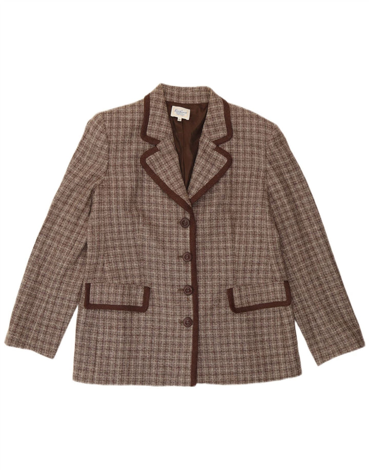 Sacou blazer pentru femei Luisa Spagnoli, cu 4 nasturi, IT 46, maro mare, carouri