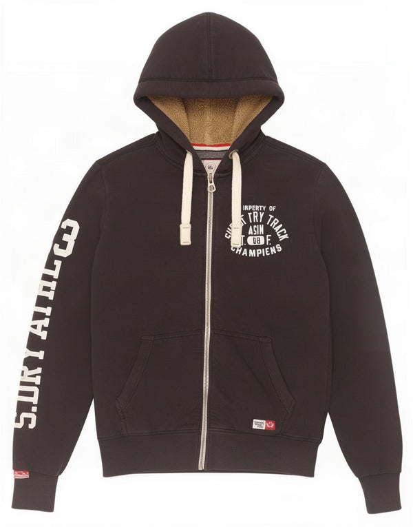 Pulover Superdry pentru bărbați, cu fermoar și grafic, bumbac, albastru, mediu