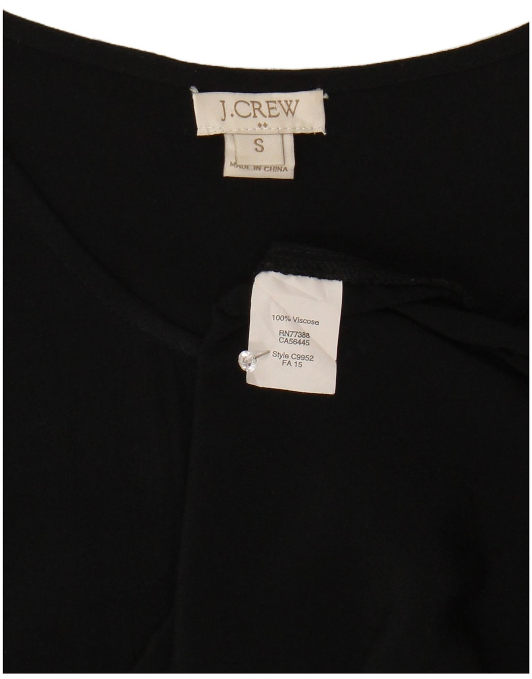 Bluză cu mânecă lungă pentru femei J. CREW Top UK 10 Small Black Viscose