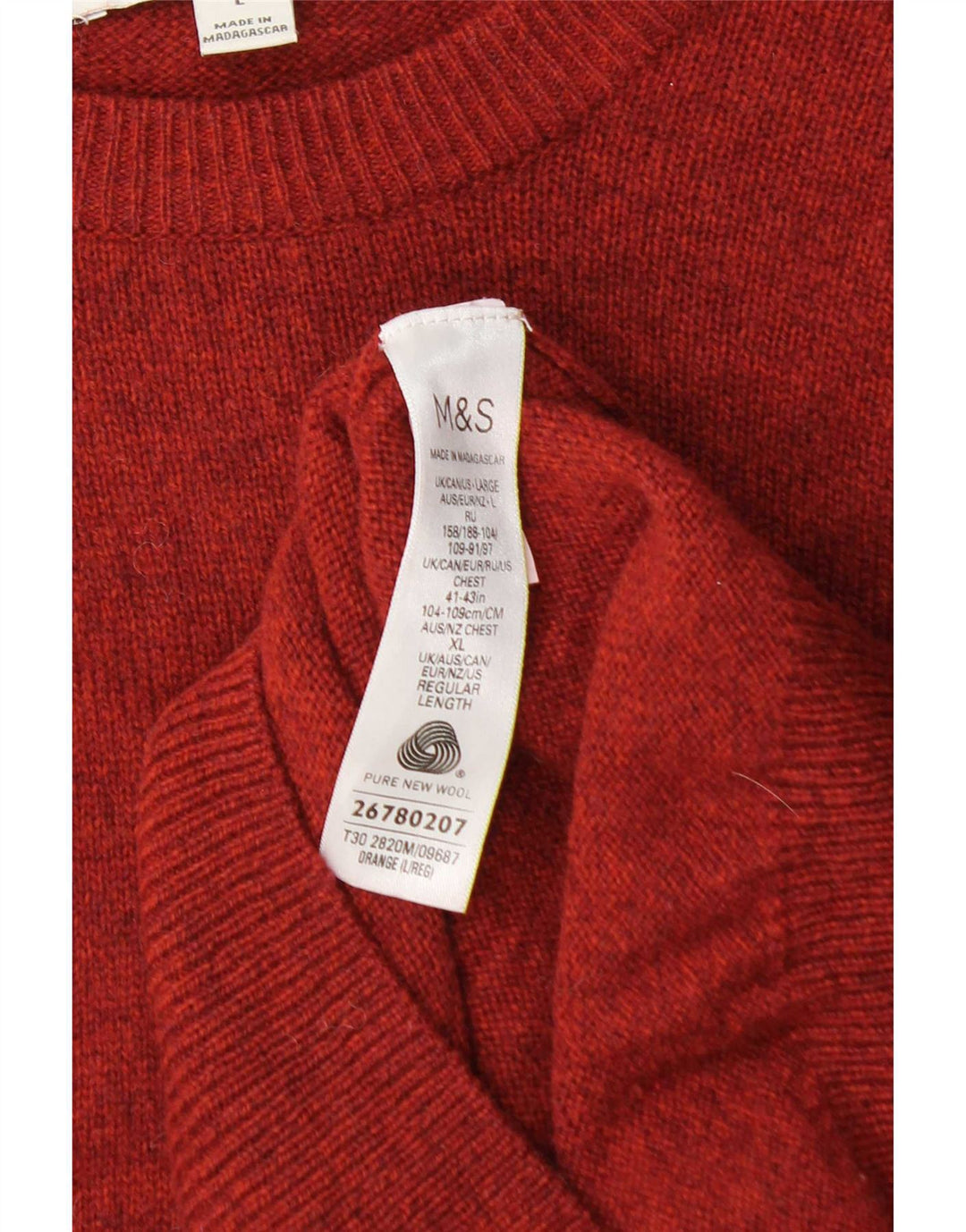 Pulover pentru bărbați Marks & Spencer, cu gât de barcă, lână mare portocalie