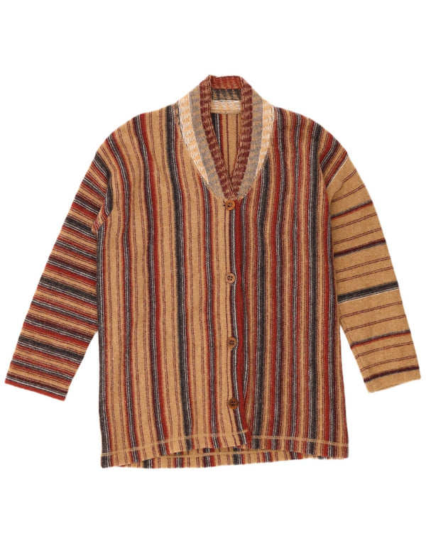 Pulover cardigan vintage pentru femei, cu croiala largi, UK 16, mare, maro, cu dungi