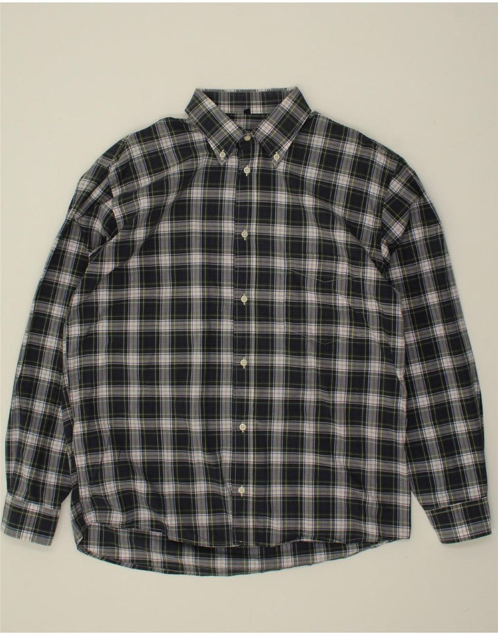 OLD ENGLAND Mens Shirt Size 41 42 Large Navy Blue Check Vintage Old England and Second-Hand Old England from Messina Hembry 