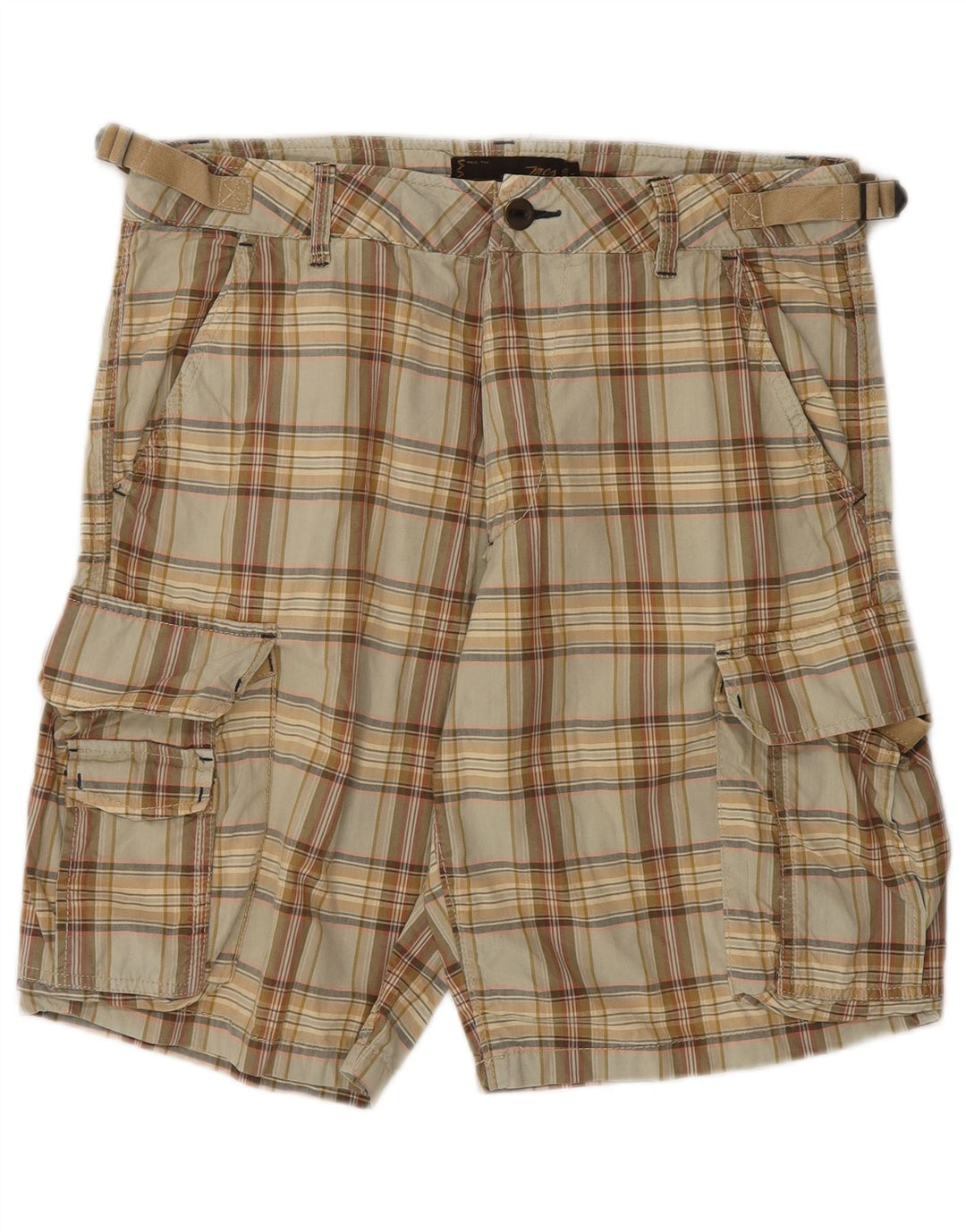 Pantaloni scurți cargo Marlboro Classics pentru bărbați W31, bumbac cu carouri, bej mediu