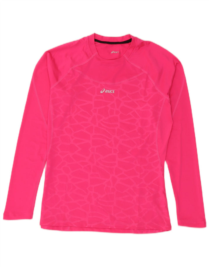 Top pentru femei Asics cu mânecă lungă UK 14 Medium Pink Geometric Poliester