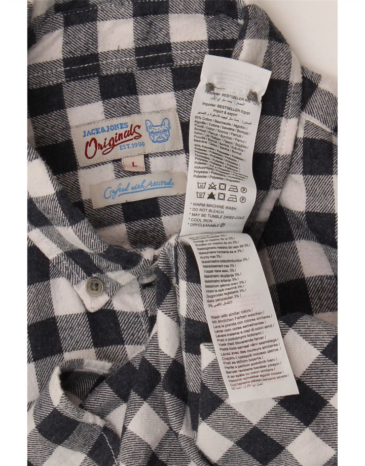 Cămașă de flanel Jack & Jones pentru bărbați, mare, bleumarin, din bumbac