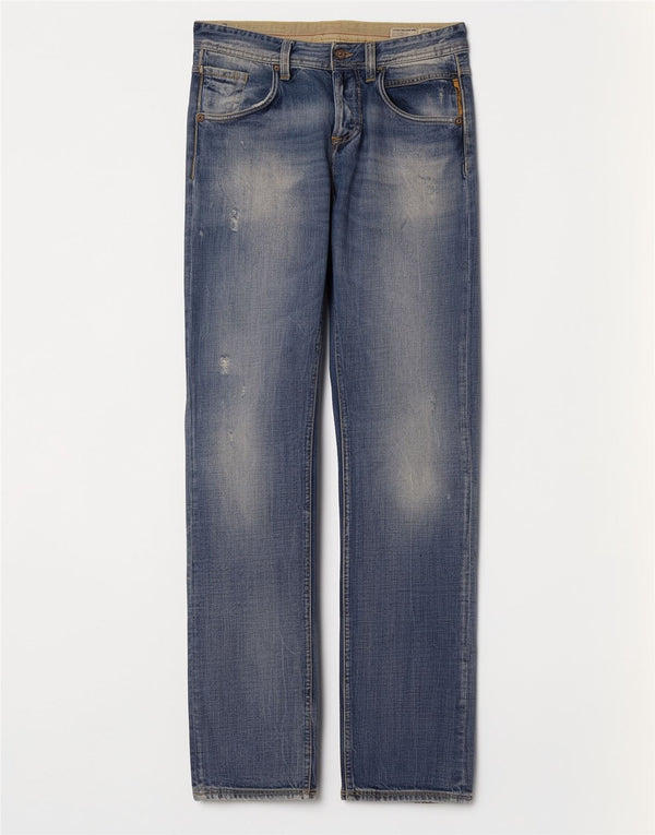 Meltin' Pot Blugi Distressed drepte pentru bărbați L30 L34 Bumbac albastru
