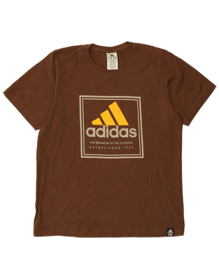 Tricou grafic pentru bărbați Adidas Top mic maro bumbac
